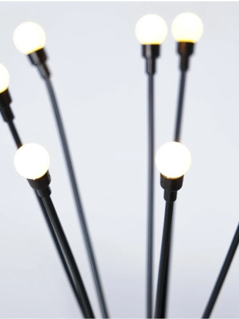 New! Solar Firefly Garden Stake Lights - Black with White, 8 Bulbs